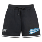 NFL PHILADELPHIA EAGLES SCRIPT TAIL WOMEN'S MESH TAPE SHORT (BLACK)
