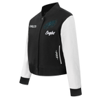 NFL PHILADELPHIA EAGLES TEAM CRYSTALLINE WOMEN'S VARSITY JACKET (BLACK/WHITE)