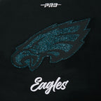 NFL PHILADELPHIA EAGLES TEAM CRYSTALLINE WOMEN'S VARSITY JACKET (BLACK/WHITE)