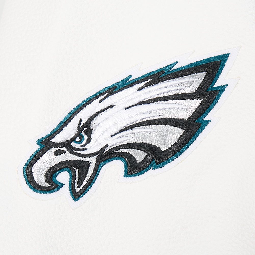 NFL PHILADELPHIA EAGLES TEAM CRYSTALLINE WOMEN'S VARSITY JACKET (BLACK/WHITE)