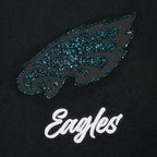 NFL PHILADELPHIA EAGLES TEAM CRYSTALLINE WOMEN'S VARSITY JACKET (BLACK/WHITE)