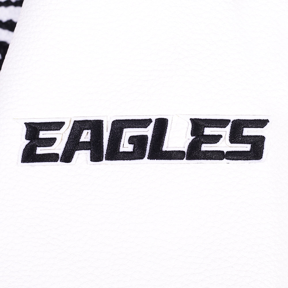 NFL PHILADELPHIA EAGLES WOMEN'S VARSITY JACKET (BLACK/WHITE)