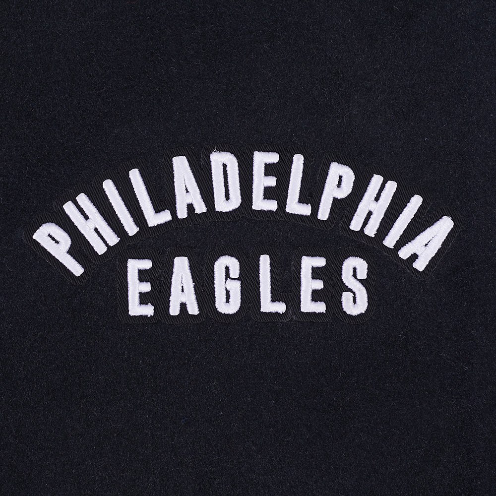 NFL PHILADELPHIA EAGLES WOMEN'S VARSITY JACKET (BLACK/WHITE)