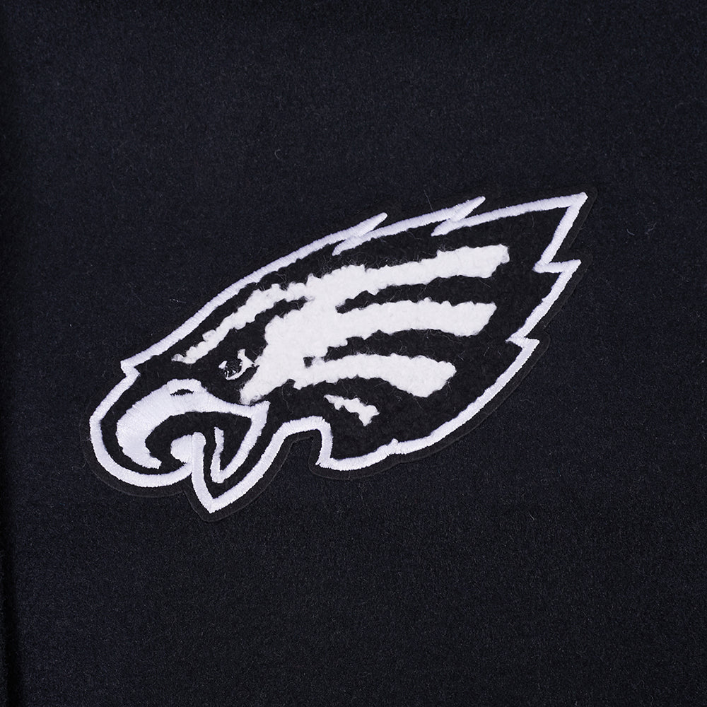NFL PHILADELPHIA EAGLES WOMEN'S VARSITY JACKET (BLACK/WHITE)