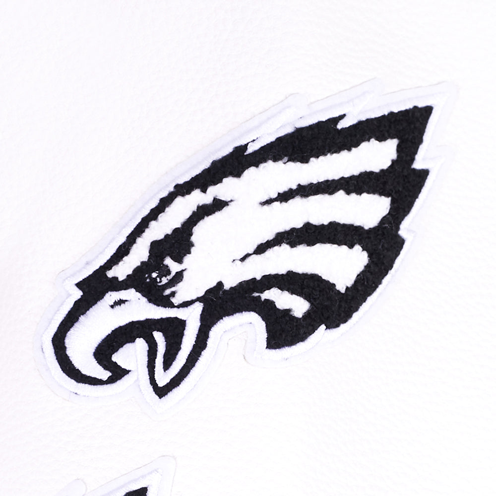 NFL PHILADELPHIA EAGLES WOMEN'S VARSITY JACKET (BLACK/WHITE)