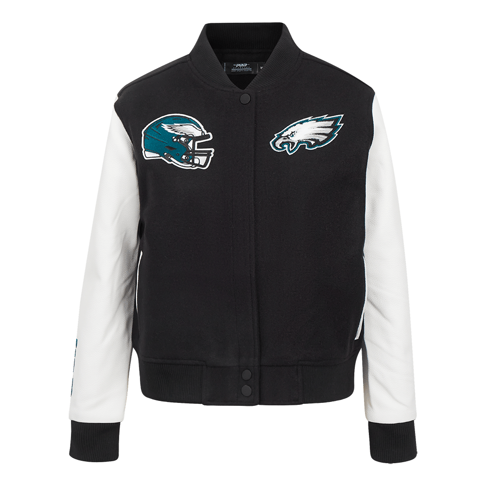 NFL PHILADELPHIA EAGLES CLASSIC WOMEN'S WOOL VARSITY JACKET (BLACK/WHITE)