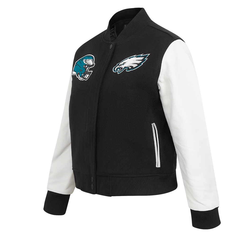 NFL PHILADELPHIA EAGLES CLASSIC WOMEN'S WOOL VARSITY JACKET (BLACK/WHITE)