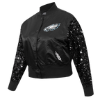 NFL PHILADELPHIA EAGLES WOMEN'S SATIN JACKET (BLACK)