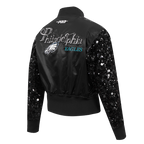 NFL PHILADELPHIA EAGLES WOMEN'S SATIN JACKET (BLACK)