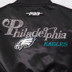 NFL PHILADELPHIA EAGLES WOMEN'S SATIN JACKET (BLACK)