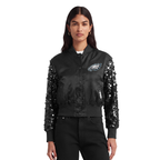 NFL PHILADELPHIA EAGLES WOMEN'S SATIN JACKET (BLACK)