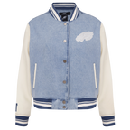 NFL PHILADELPHIA EAGLES VARSITY BLUES BLOUSON COLLÉGIAL EN DENIM POUR FEMME (DENIM/LIN)