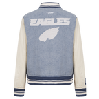 NFL PHILADELPHIA EAGLES VARSITY BLUES BLOUSON COLLÉGIAL EN DENIM POUR FEMME (DENIM/LIN)
