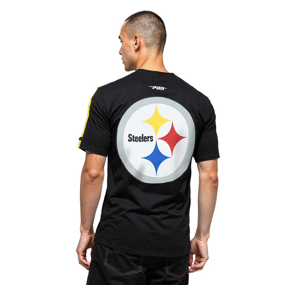NFL PITTSBURGH STEELERS CLASSIC MESH T-SHIRT À RAYURES POUR HOMME (NOIR/JAUNE)