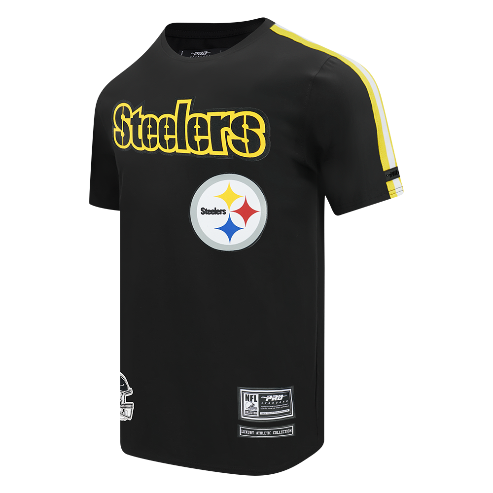 NFL PITTSBURGH STEELERS CLASSIC MESH T-SHIRT À RAYURES POUR HOMME (NOIR/JAUNE)