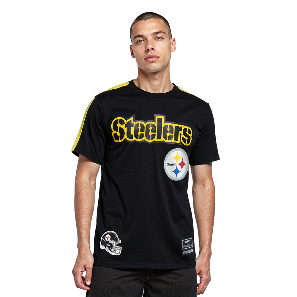 NFL PITTSBURGH STEELERS CLASSIC MESH T-SHIRT À RAYURES POUR HOMME (NOIR/JAUNE)