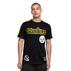 NFL PITTSBURGH STEELERS CLASSIC MESH T-SHIRT À RAYURES POUR HOMME (NOIR/JAUNE)
