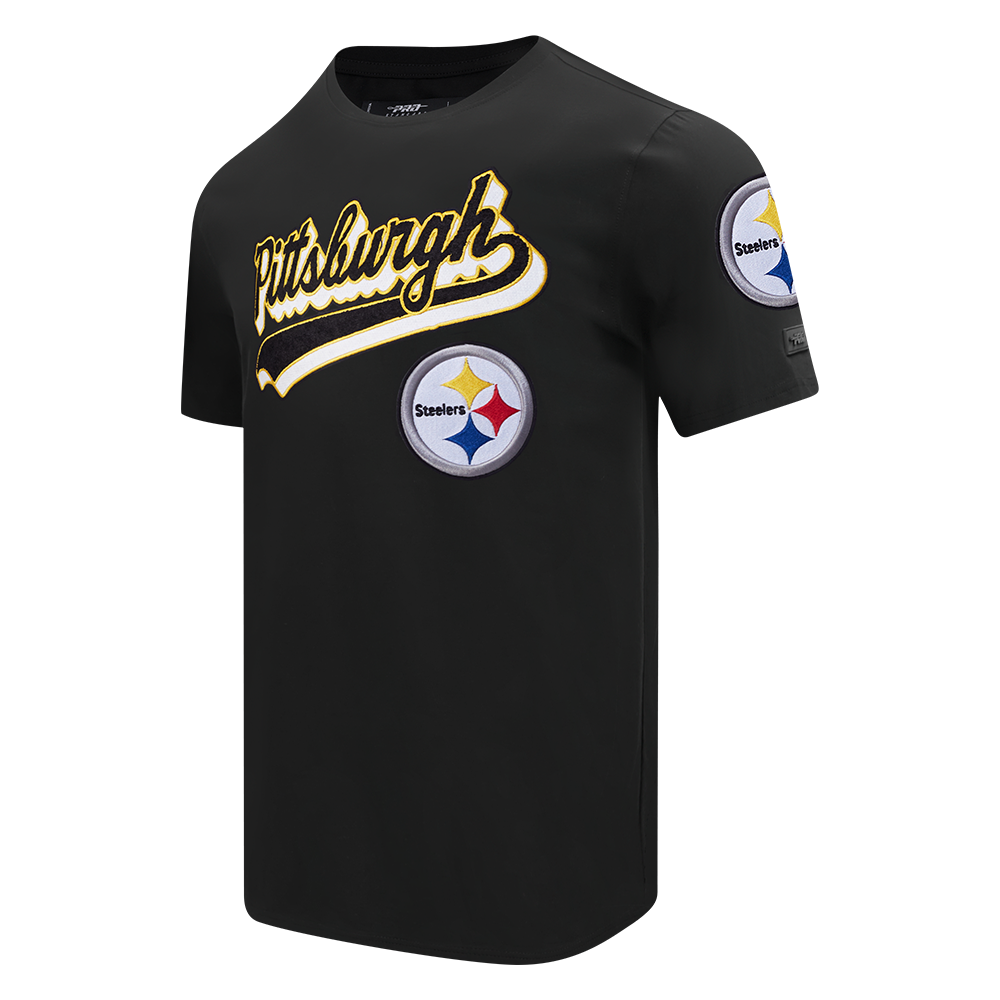NFL PITTSBURGH STEELERS SCRIPT TAIL MEN'S SJ TEE (BLACK)
