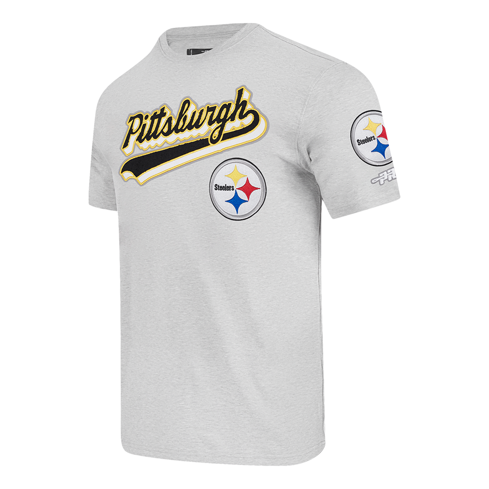 NFL PITTSBURGH STEELERS SCRIPT TAIL MEN'S SJ TEE (HEATHER GREY)