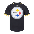 NFL PITTSBURGH STEELERS SCRIPT TAIL MEN'S MESH BUTTON DOWN SHIRT (BLACK/YELLOW)