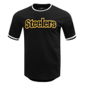 NFL PITTSBURGH STEELERS CLASSIC CHENILLE T-SHIRT EN MAILLE DOUBLE POUR HOMME (NOIR)