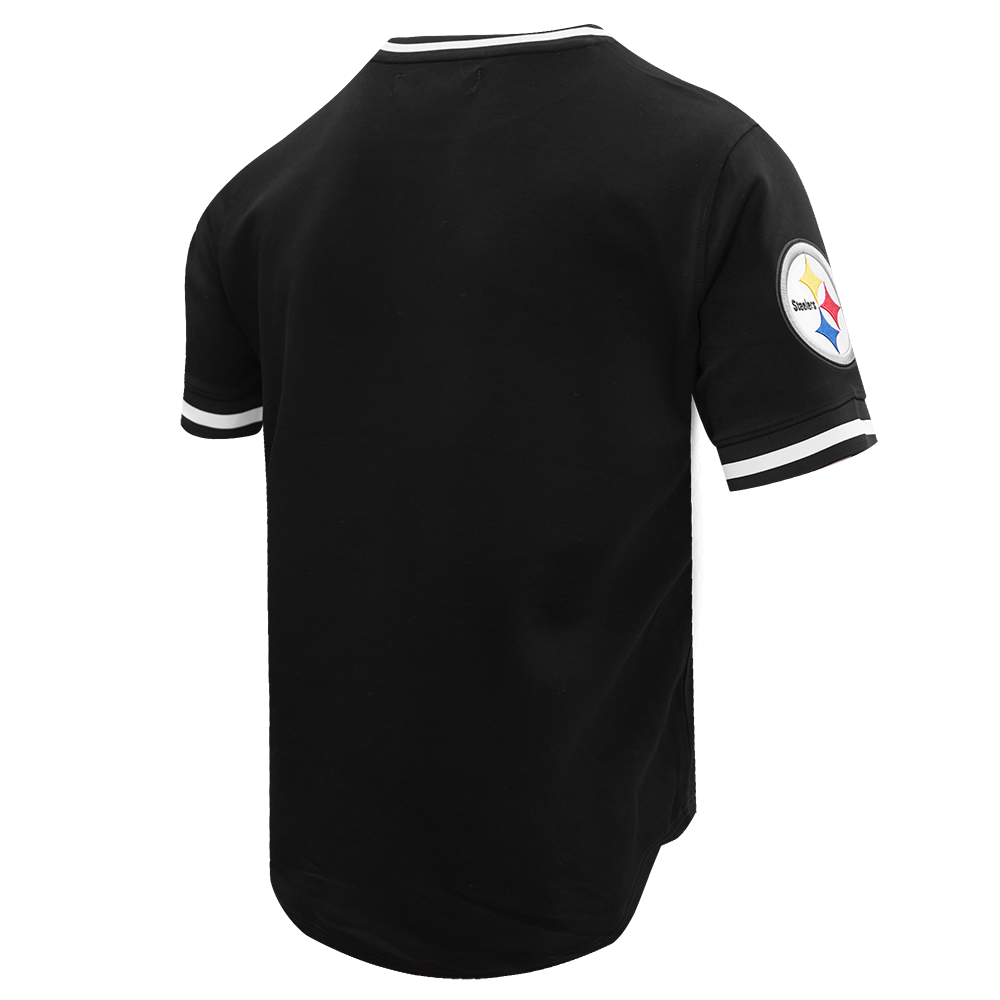 NFL PITTSBURGH STEELERS CLASSIC CHENILLE T-SHIRT EN MAILLE DOUBLE POUR HOMME (NOIR)