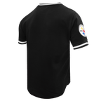 NFL PITTSBURGH STEELERS CLASSIC CHENILLE T-SHIRT EN MAILLE DOUBLE POUR HOMME (NOIR)