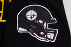 NFL PITTSBURGH STEELERS CLASSIC CHENILLE T-SHIRT EN MAILLE DOUBLE POUR HOMME (NOIR)