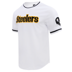 NFL PITTSBURGH STEELERS CLASSIC CHENILLE MEN'S DOUBLE KNIT TEE (WHITE)