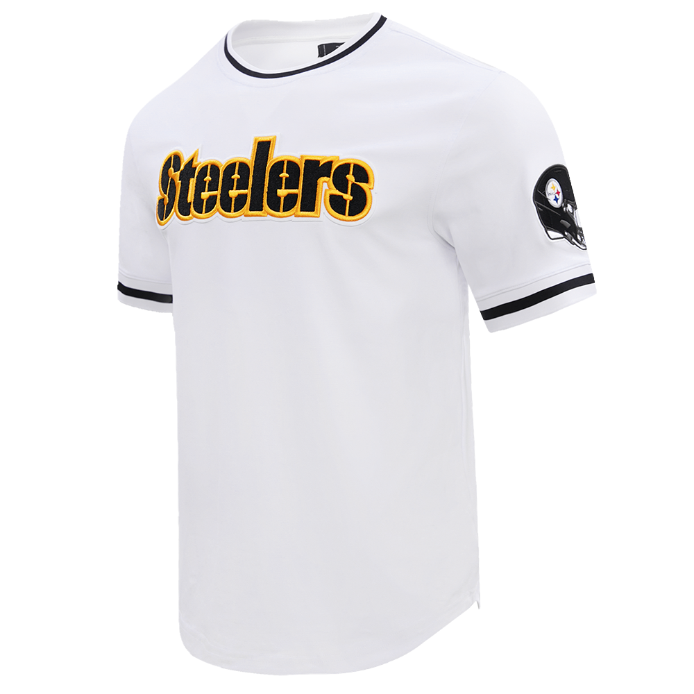 NFL PITTSBURGH STEELERS CLASSIC CHENILLE MEN'S DOUBLE KNIT TEE (WHITE)