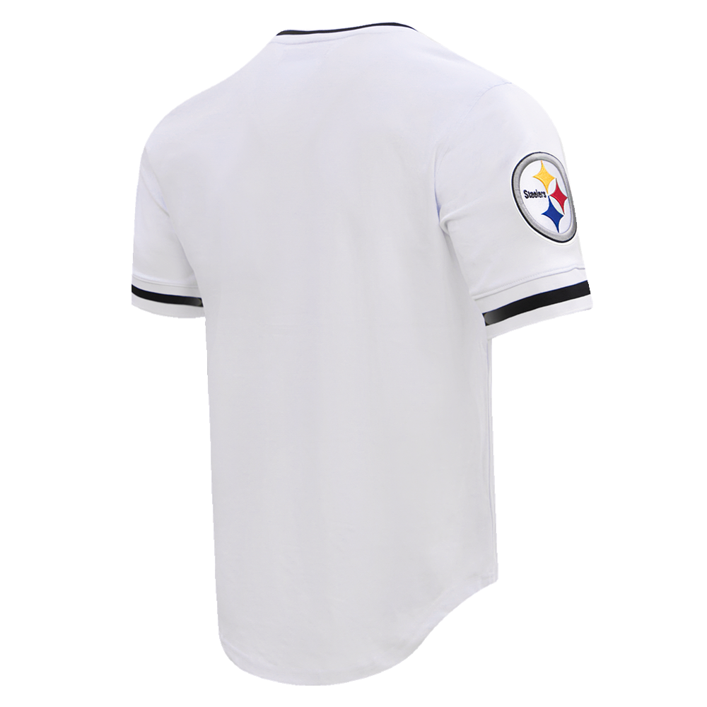 NFL PITTSBURGH STEELERS CLASSIC CHENILLE MEN'S DOUBLE KNIT TEE (WHITE)