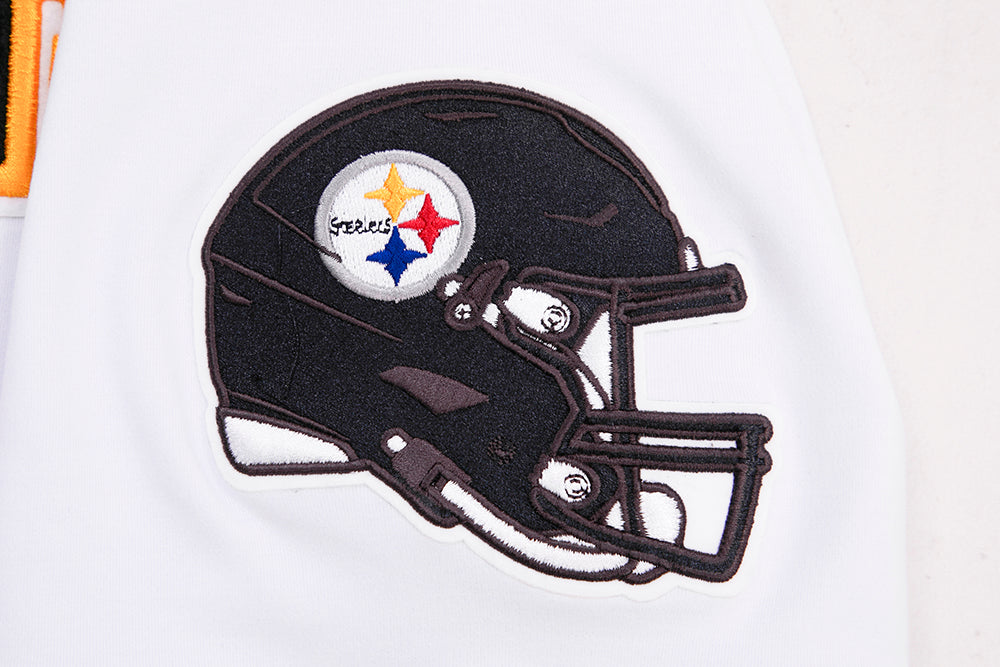NFL PITTSBURGH STEELERS CLASSIC CHENILLE MEN'S DOUBLE KNIT TEE (WHITE)