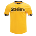 NFL PITTSBURGH STEELERS CLASSIC CHENILLE MEN'S DOUBLE KNIT TEE (YELLOW/BLACK)