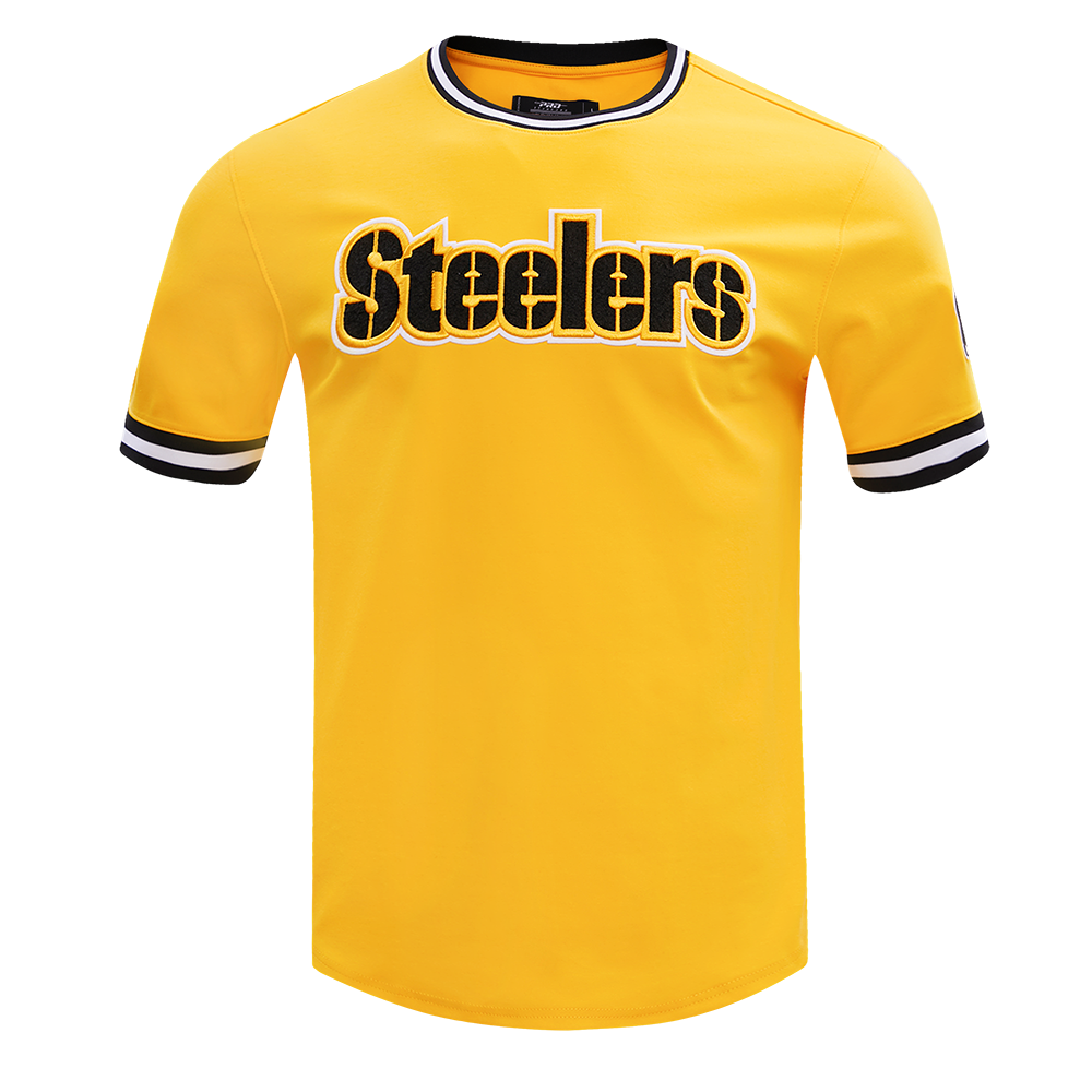 NFL PITTSBURGH STEELERS CLASSIC CHENILLE MEN'S DOUBLE KNIT TEE (YELLOW/BLACK)