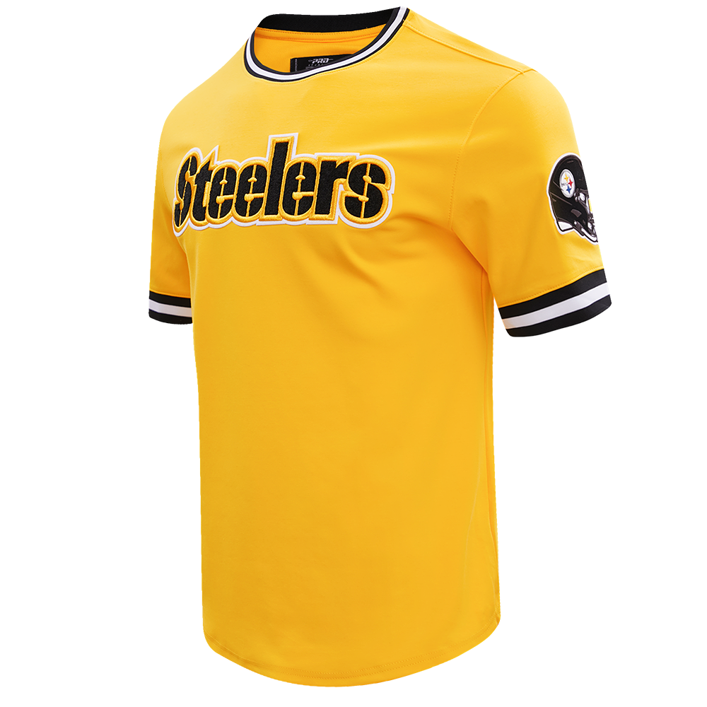 NFL PITTSBURGH STEELERS CLASSIC CHENILLE MEN'S DOUBLE KNIT TEE (YELLOW/BLACK)