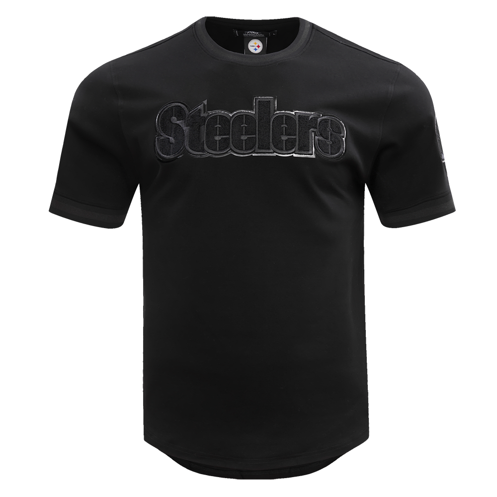 NFL PITTSBURGH STEELERS TRIPLE BLACK MEN'S DOUBLE KNIT TEE (TRIPLE BLACK)