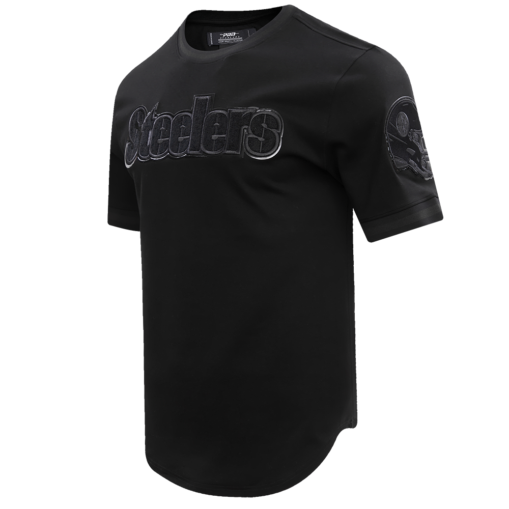 NFL PITTSBURGH STEELERS TRIPLE BLACK MEN'S DOUBLE KNIT TEE (TRIPLE BLACK)