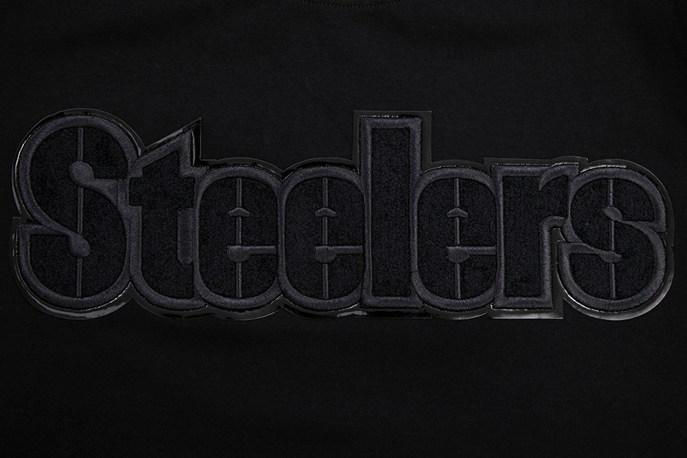 NFL PITTSBURGH STEELERS TRIPLE BLACK MEN'S DOUBLE KNIT TEE (TRIPLE BLACK)