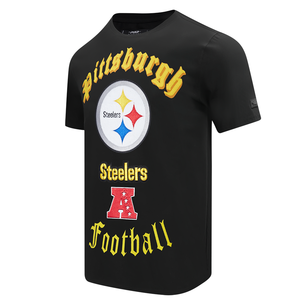 NFL PITTSBURGH STEELERS OLD ENGLISH MEN'S TEE (BLACK)