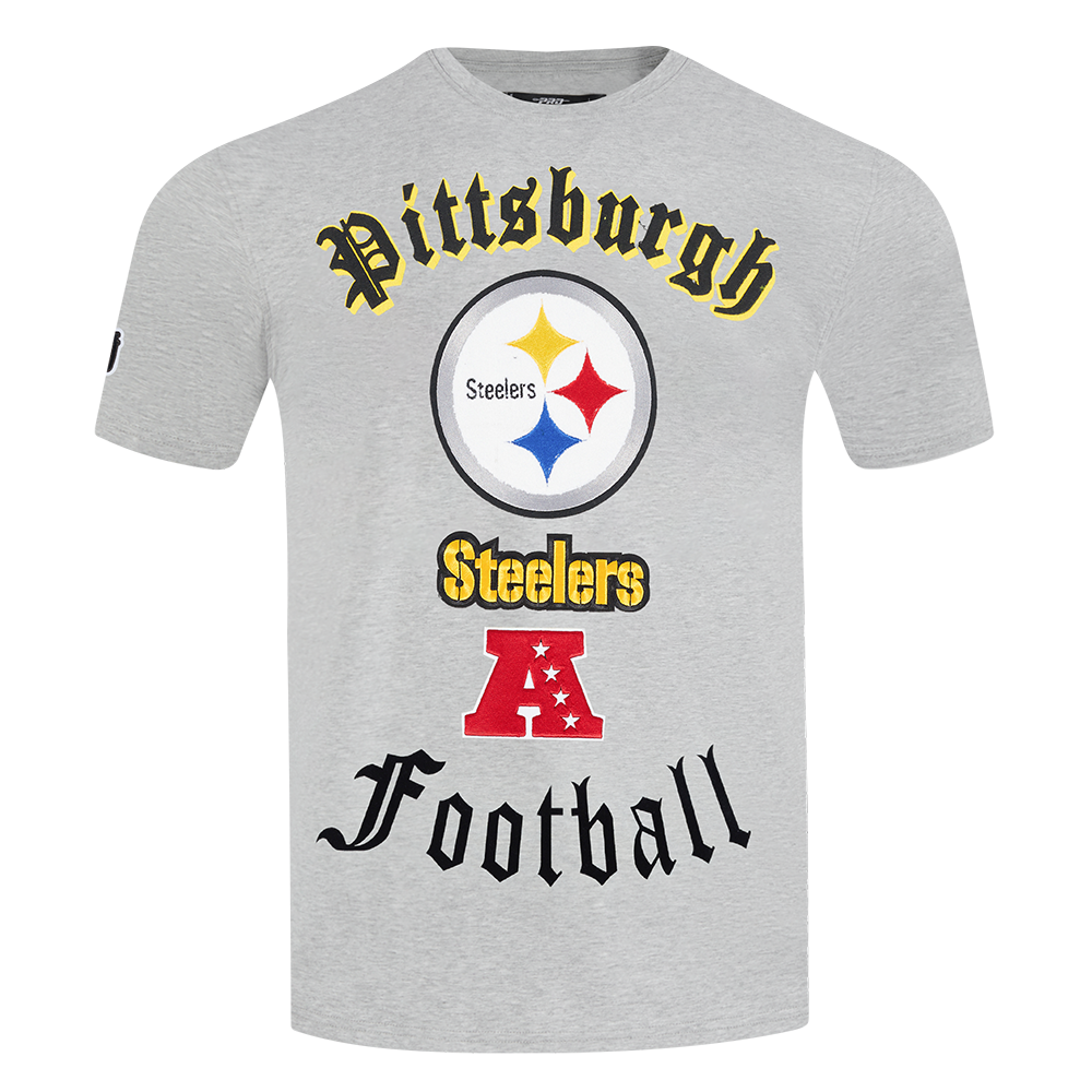 NFL PITTSBURGH STEELERS OLD ENGLISH T-SHIRT POUR HOMME (GRIS CHINÉ)