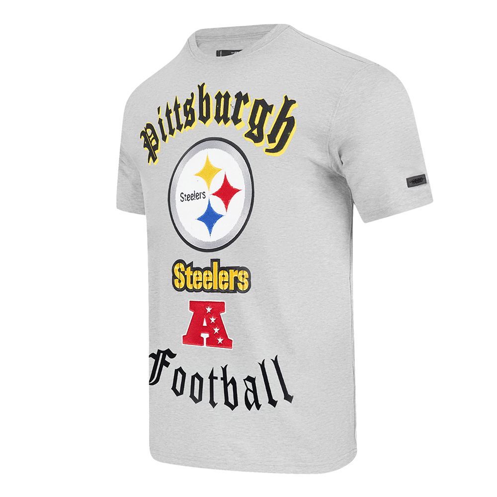 NFL PITTSBURGH STEELERS OLD ENGLISH MEN'S TEE (HEATHER GREY)