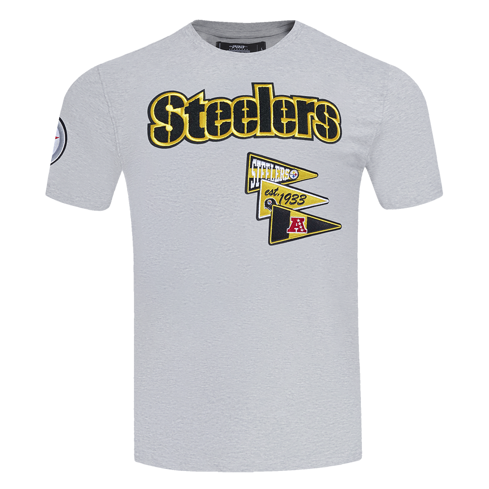NFL PITTSBURGH STEELERS TEAM PENNANTS T-SHIRT À LOGOTYPE POUR HOMME (GRIS CHINÉ)
