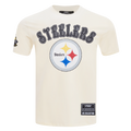PITTSBURGH STEELERS REBEL ATHLETICS STACKED LOGO MEN'S SJ TEE (EGGSHELL)