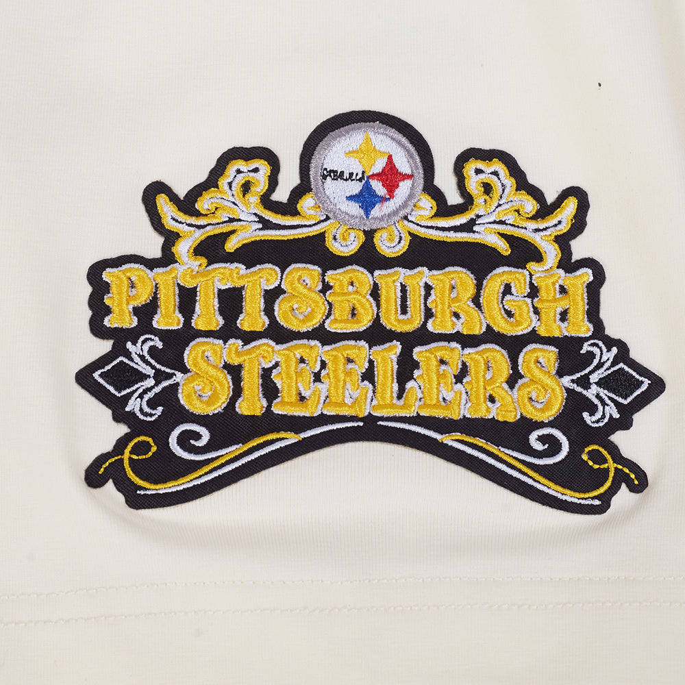 PITTSBURGH STEELERS REBEL ATHLETICS STACKED LOGO MEN'S SJ TEE (EGGSHELL)