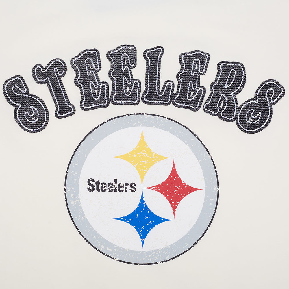 PITTSBURGH STEELERS REBEL ATHLETICS STACKED LOGO MEN'S SJ TEE (EGGSHELL)