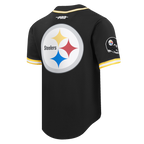 NFL PITTSBURGH STEELERS T.J. WATT #90 CLASSIC MESH PNN MEN'S MESH BUTTON DOWN SHIRT (BLACK/YELLOW)
