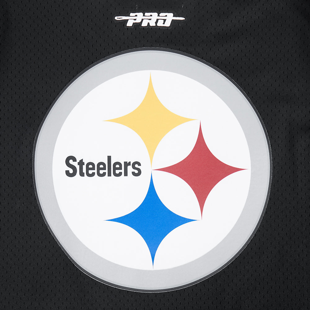 NFL PITTSBURGH STEELERS T.J. WATT #90 CLASSIC MESH PNN MEN'S MESH BUTTON DOWN SHIRT (BLACK/YELLOW)