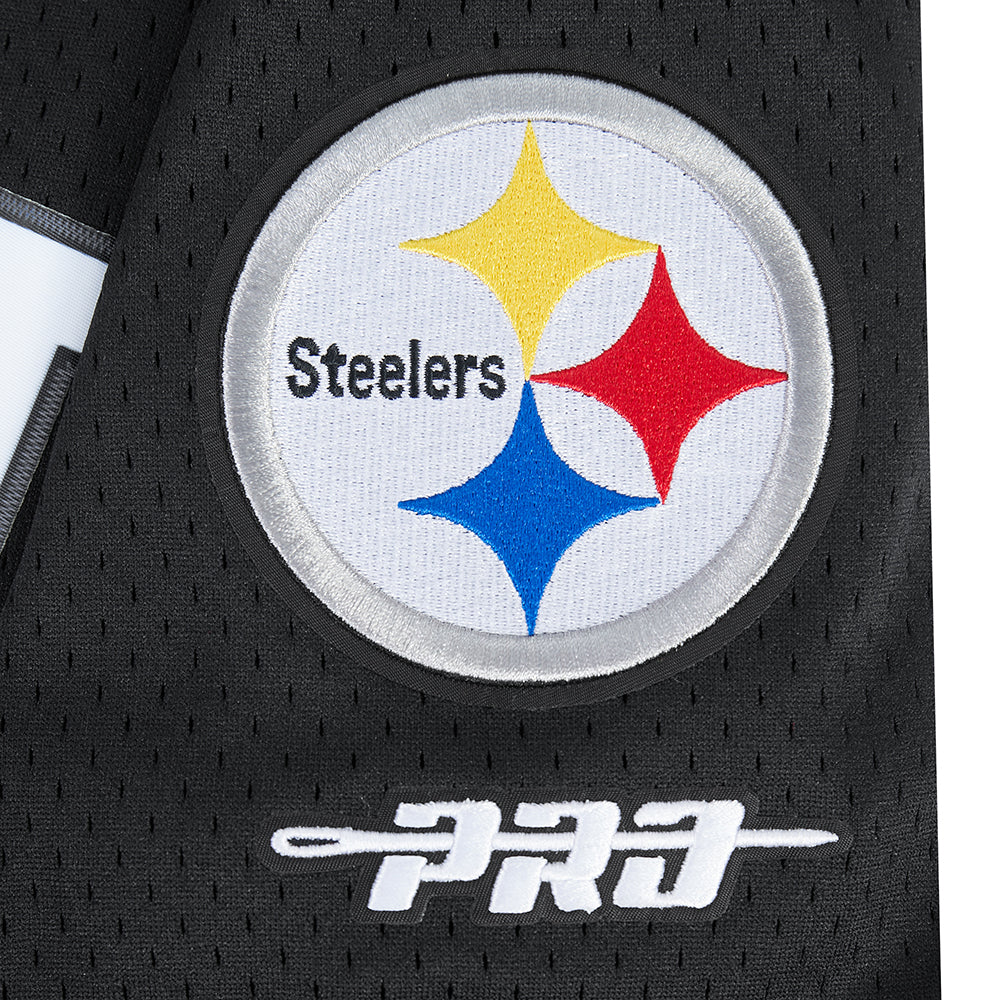NFL PITTSBURGH STEELERS T.J. WATT #90 CLASSIC MESH PNN MEN'S MESH BUTTON DOWN SHIRT (BLACK/YELLOW)
