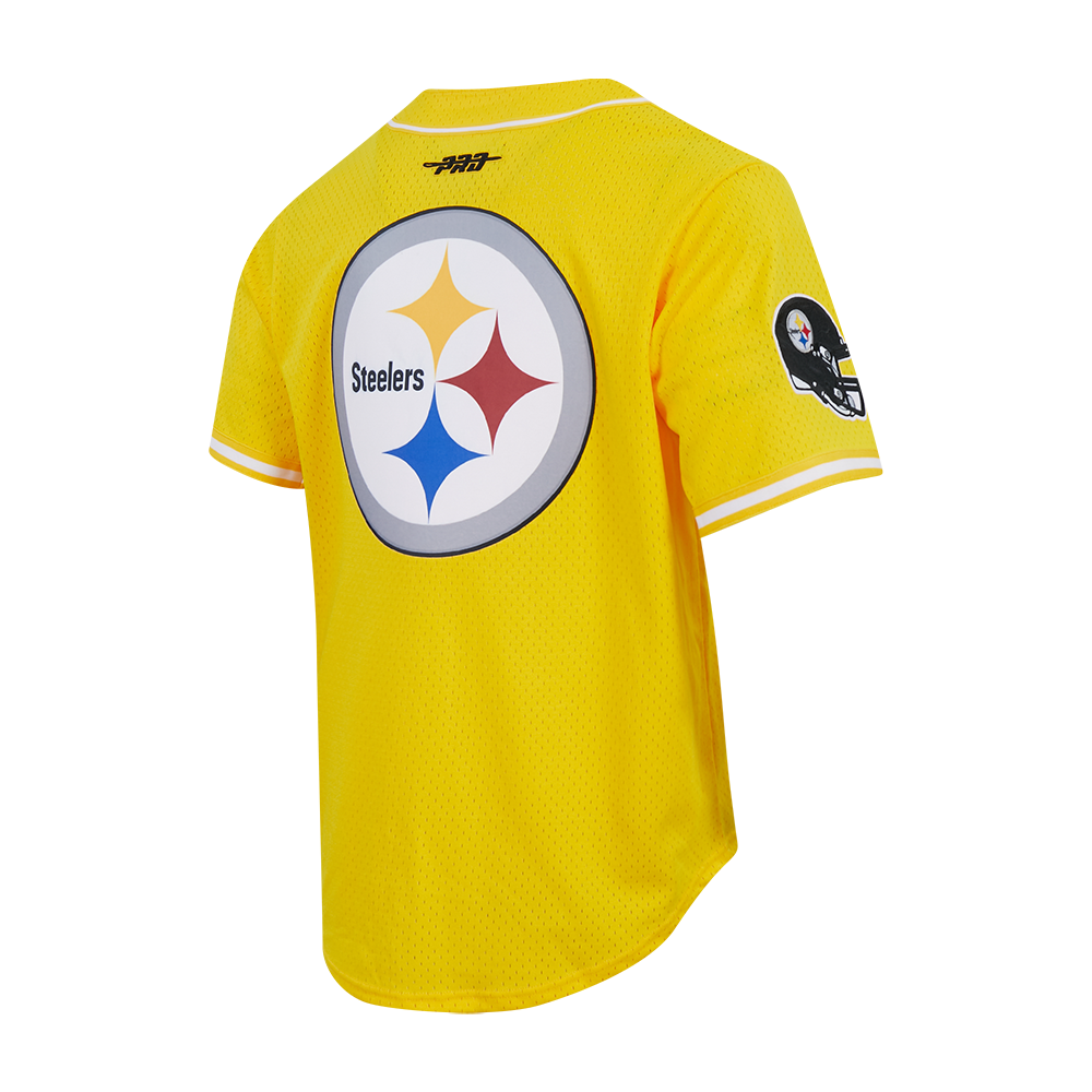 NFL PITTSBURGH STEELERS T.J. WATT #90 CLASSIC MESH PNN CHEMISE BOUTONNÉE EN FILET POUR HOMME (JAUNE)