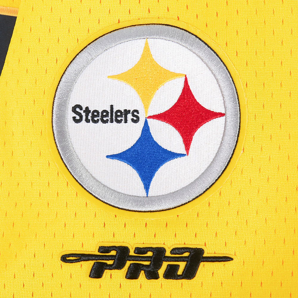 NFL PITTSBURGH STEELERS T.J. WATT #90 CLASSIC MESH PNN CHEMISE BOUTONNÉE EN FILET POUR HOMME (JAUNE)